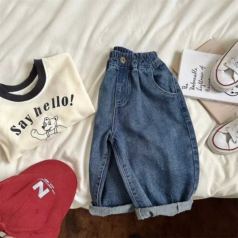 Children's Casual Loose Fit Cotton Denim Jeans - Omega Lifestyles