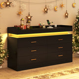 Modern 6-Drawer Wooden Dresser With LED Light