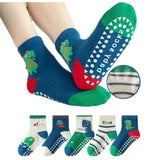 5-Pair Cartoon Dinosaur Kids Non-Slip Floor Socks - Omega Lifestyles
