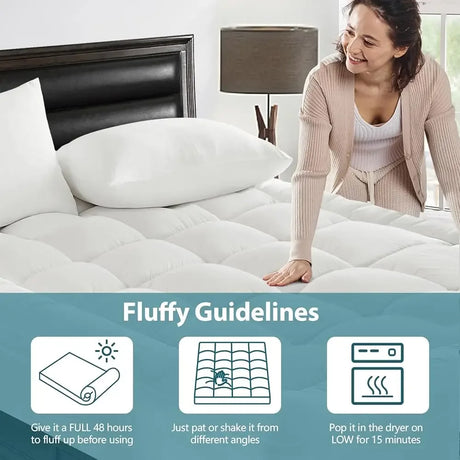 Extra Thick Cooling Soft Mattress Topper Queen - Omega Lifestyles