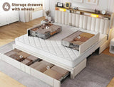 Upholstered Bed Frame with Storage Drawers - Omega Lifestyles