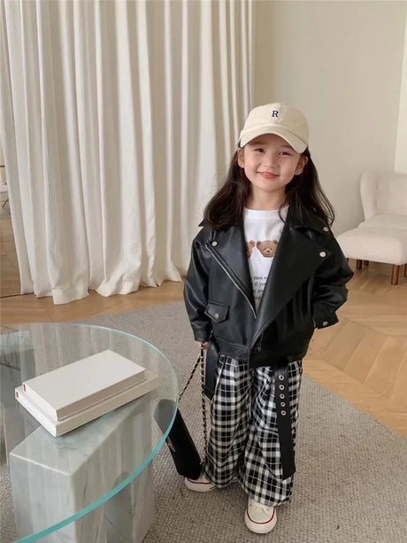Children’s Autumn Thin Cotton Polyester PU Leather Jacket - Omega Lifestyles