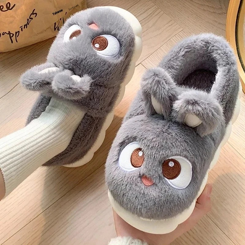 Women’s Cute Plush Flannel Indoor Winter Rabbit Slippers