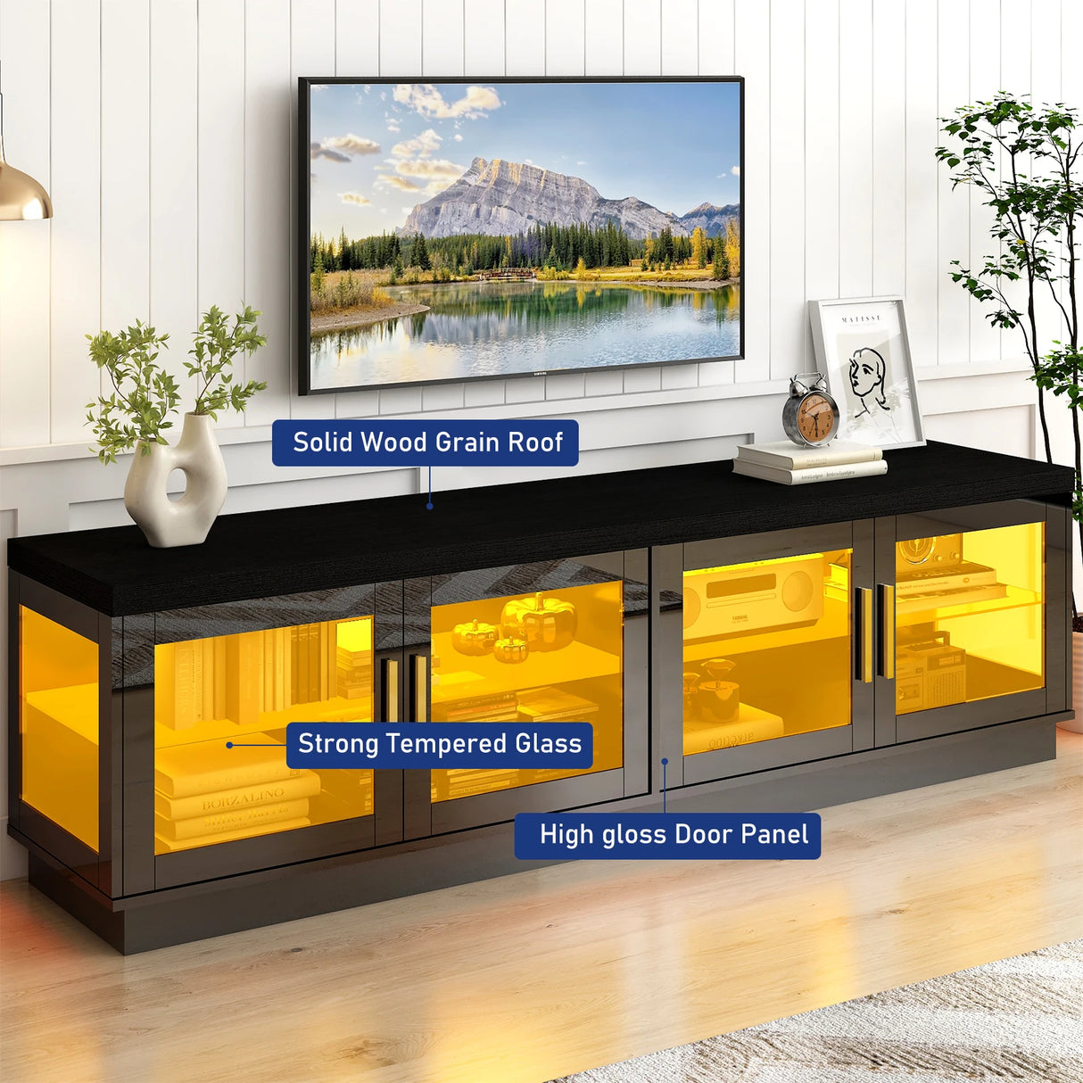 70-Inch Modern LED High Glossy Wooden TV Stand