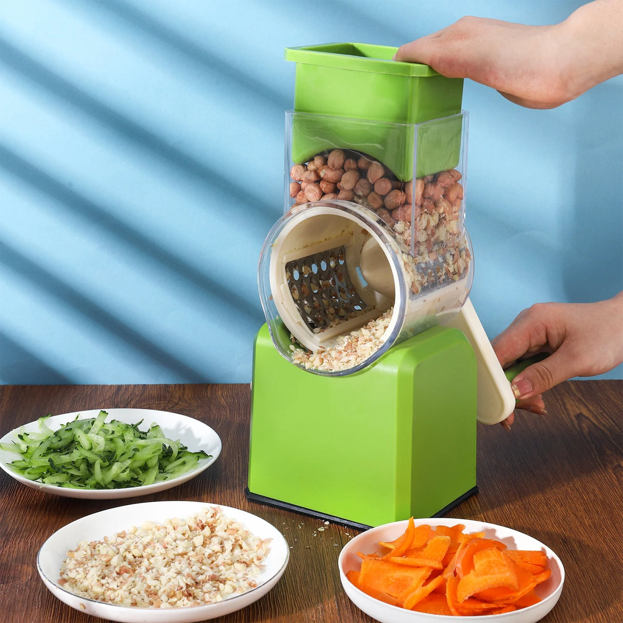 3-in-1 Rotary Cheese Grater Manual Vegetable Slicer