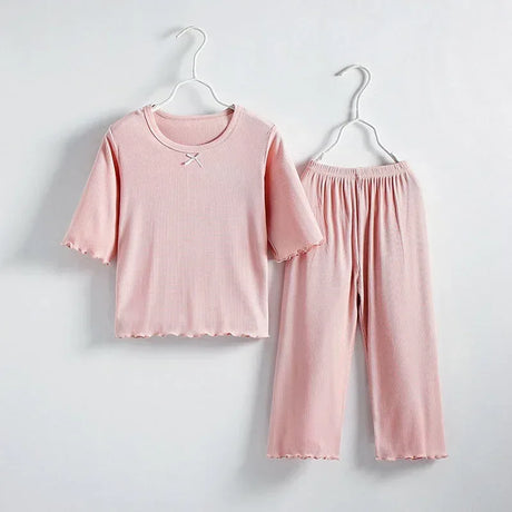 Girls Thin Summer Polyester Knit Casual Homewear Set - Omega Lifestyles