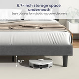 Queen Upholstered Linen Platform Bed Frame With Storage