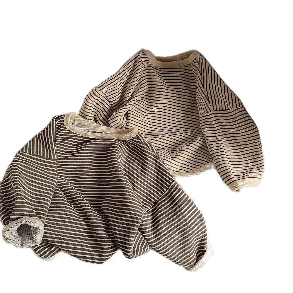 Children’s Striped Cotton Polyester Long Sleeve Tee - Omega Lifestyles