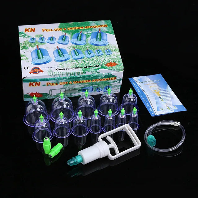 12-Piece Vacuum Cupping Therapy Set With Pump - Omega Lifestyles