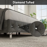 Queen Velvet Upholstered LED Wingback Bed Frame With USB Ports