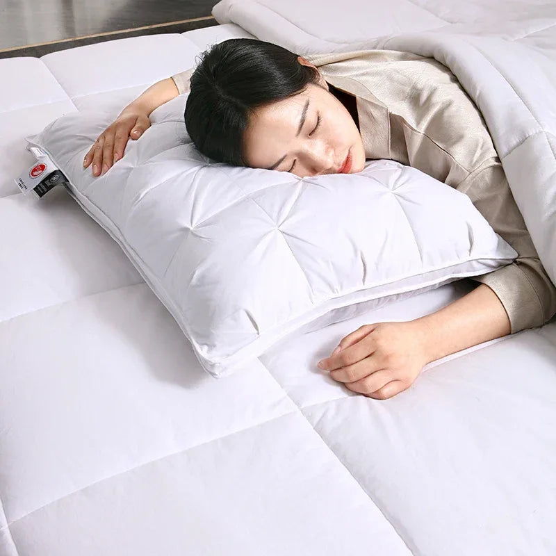 95% Goose Down Like Anti-Snore Cotton Sleeping Pillow 48x74cm Low - Omega Lifestyles