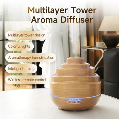 Ultrasonic Wood Grain Aroma Diffuser With Colorful LED Light - Omega Lifestyles