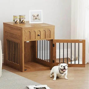 Indoor Wooden Dog Crate With Storage Drawer End Table - Omega Lifestyles
