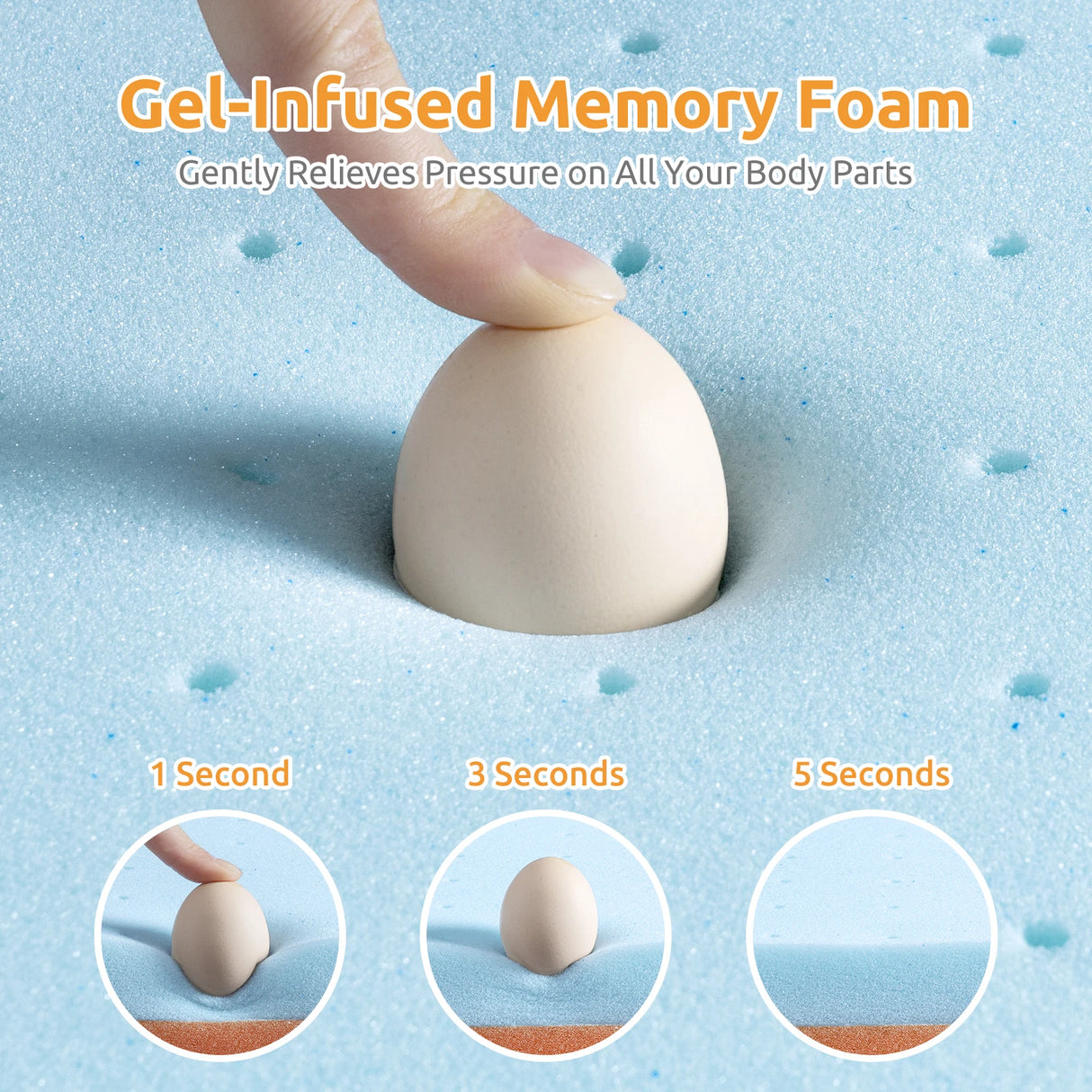 3-Inch Cooling Gel Memory Foam Mattress Topper