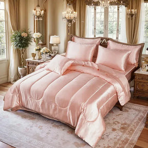 3-Piece Reversible Silky Satin Comforter Bedding Set - Omega Lifestyles
