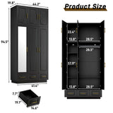 Modern 3-Door Engineered Wood Wardrobe With LED Lights