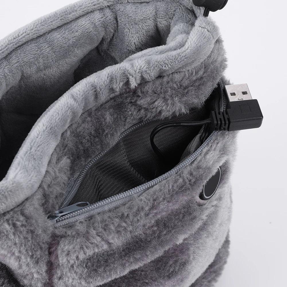 Pair Of USB Heated Plush Warm Electric Foot Warmer Shoes - Omega Lifestyles