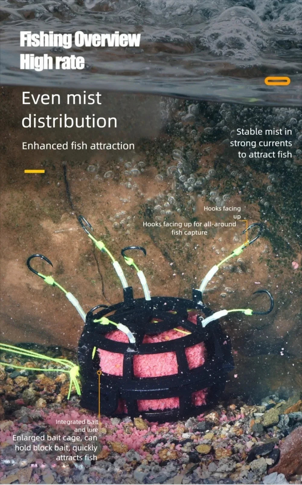 Explosion Bait Cage Rig With Six Rust-Resistant Hooks - Omega Lifestyles