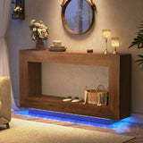 Wooden Farmhouse Console Table With 6000-Color Lighting