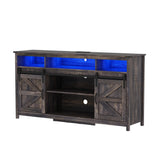 Farmhouse LED Wood Sliding Barn Door TV Stand