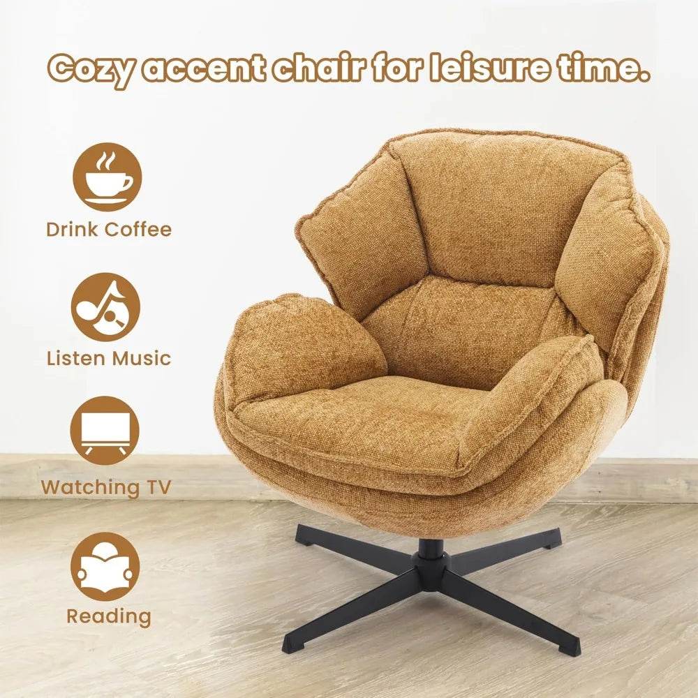 Ergonomic Swivel Living Room Chair with Metal Legs - Omega Lifestyles