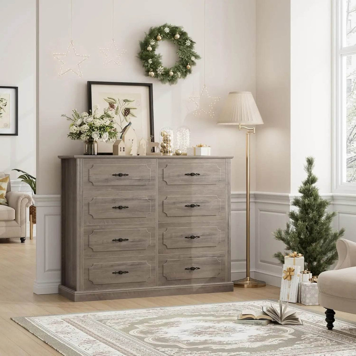Modern Farmhouse 8-Drawer Wood Dresser - Omega Lifestyles