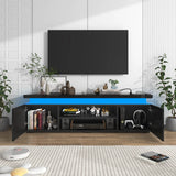 Modern 66-Inch High Gloss LED TV Stand With Power Outlet