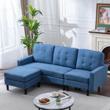 Convertible Modern Linen Fabric L-Shaped Sectional Sofa - Omega Lifestyles