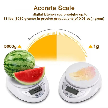 Digital Kitchen Scale 5kg 1g Precision Food Balance - Omega Lifestyles