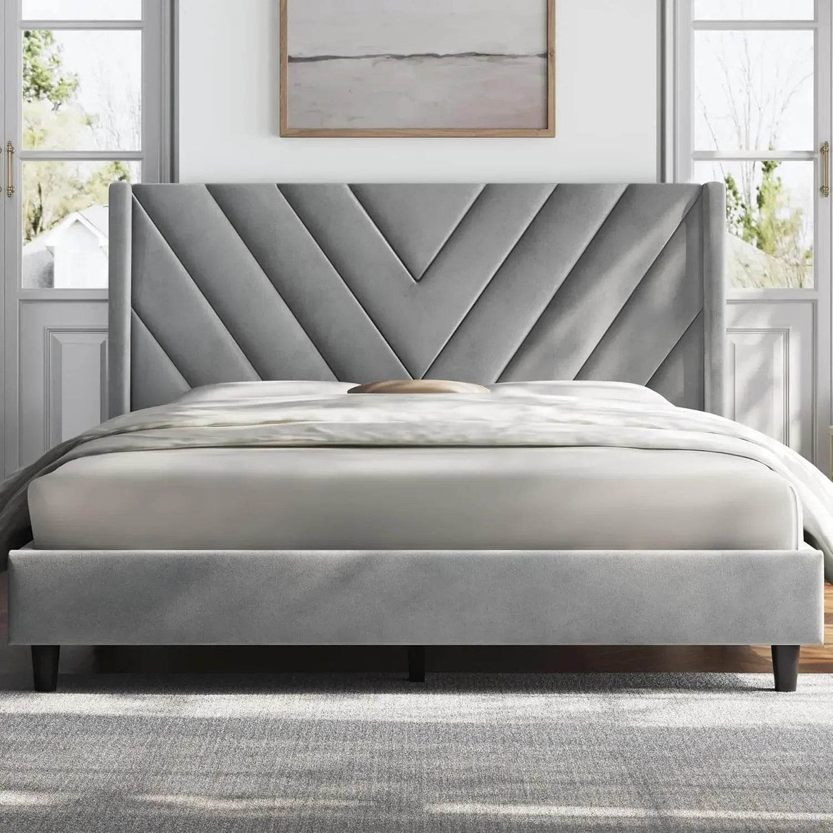 Upholstered Wing Side Bed Frame - Omega Lifestyles