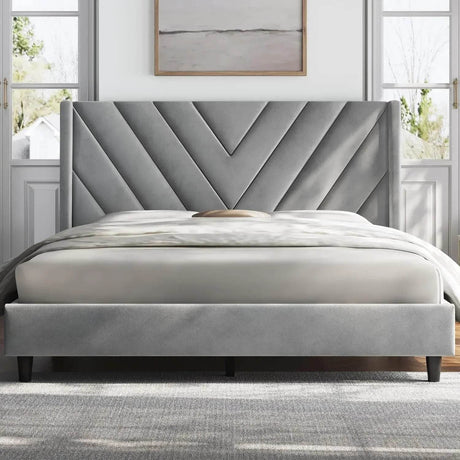 Upholstered Wing Side Bed Frame - Omega Lifestyles