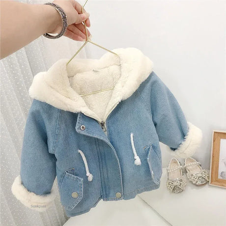 Kids Winter Cotton Polyester Hooded Rabbit Ear Coat - Omega Lifestyles