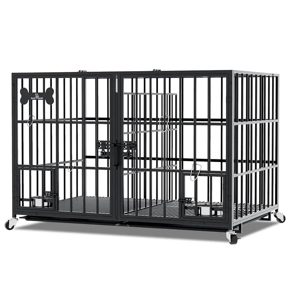 Heavy Duty Metal Indoor Dog Crate With Divider Wheels - Omega Lifestyles