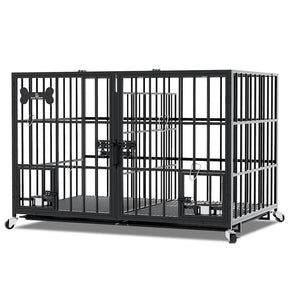 Heavy Duty Metal Indoor Dog Crate With Divider Wheels - Omega Lifestyles