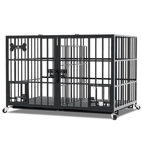 Heavy Duty Metal Indoor Dog Crate With Divider Wheels - Omega Lifestyles