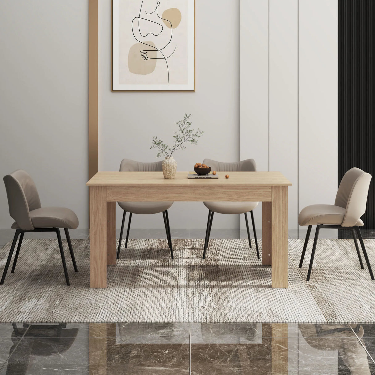 Modern Extendable Wooden Dining Table For 6 To 10 Persons