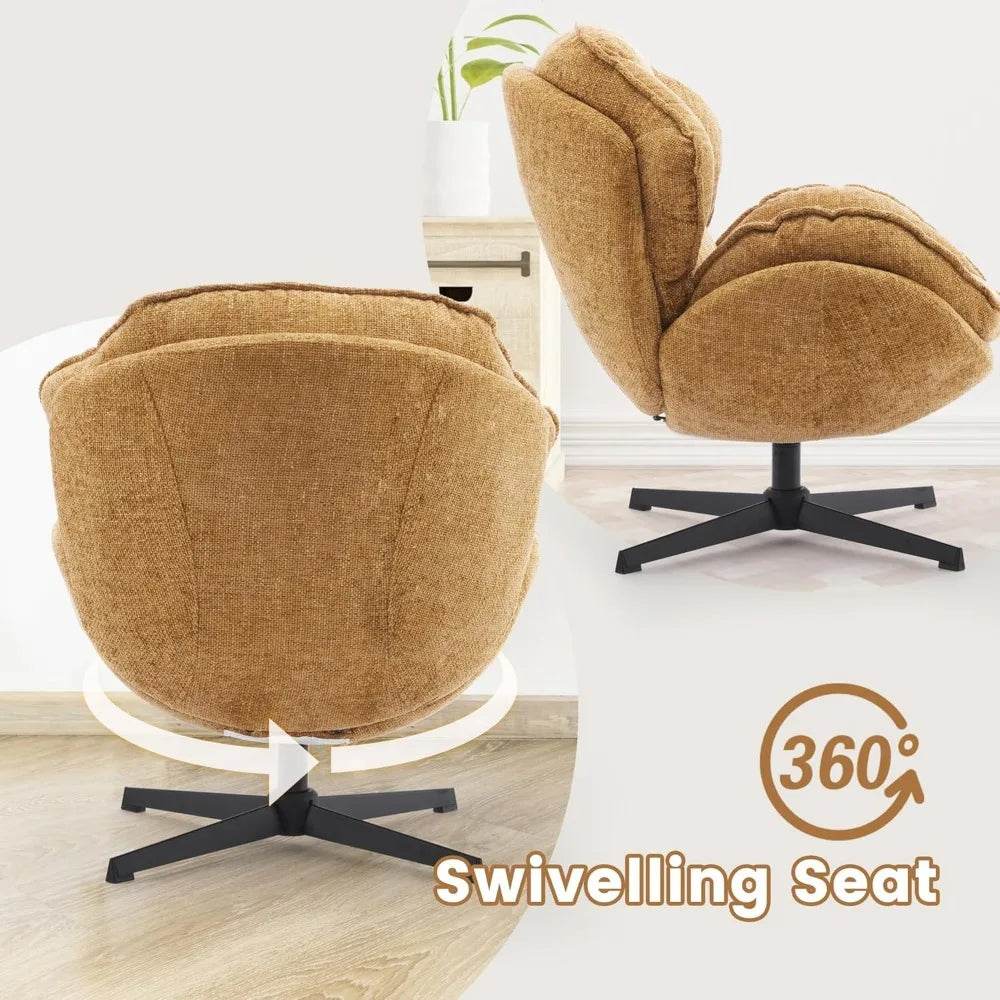 Ergonomic Swivel Living Room Chair with Metal Legs - Omega Lifestyles