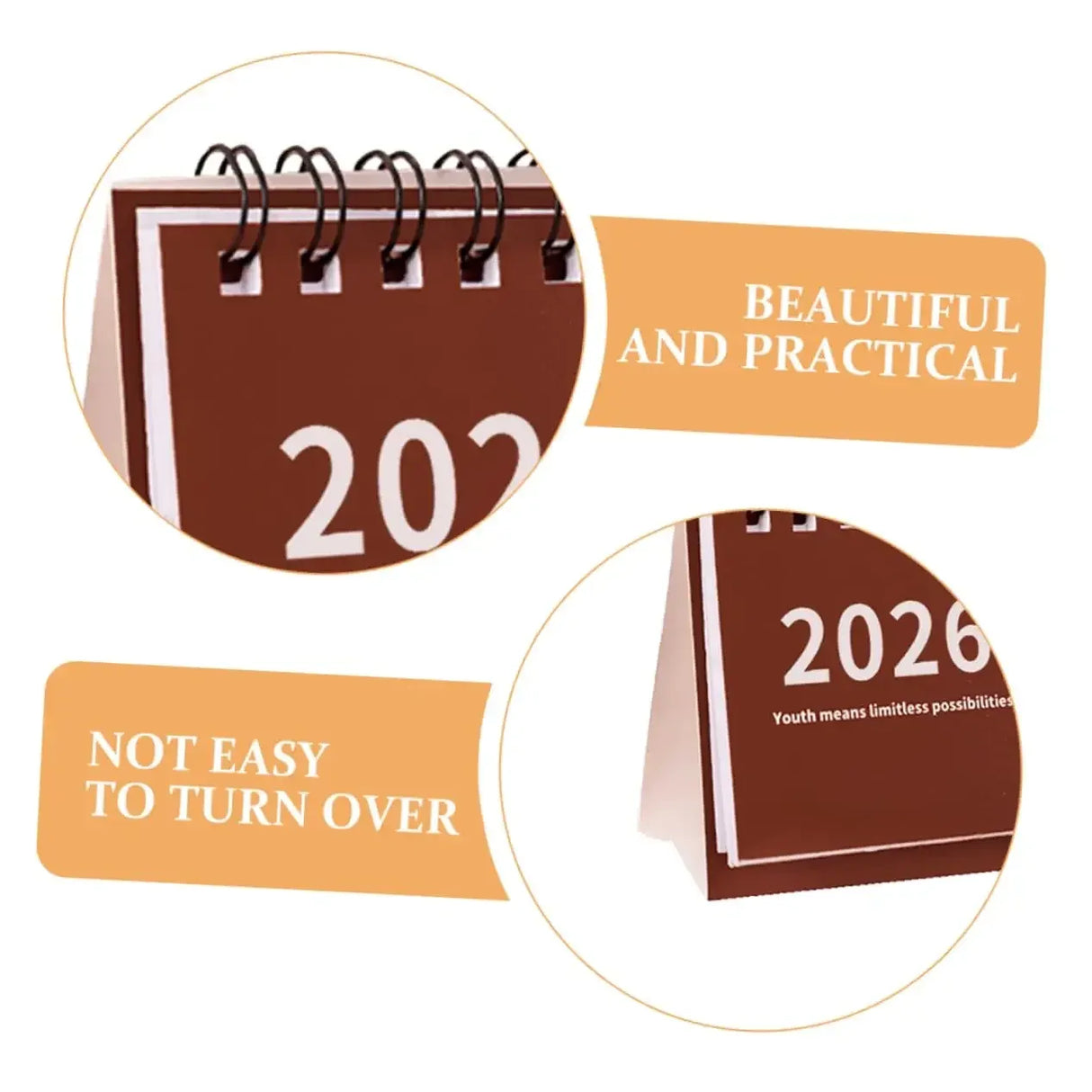 Plant Fiber Mini Spiral-Bound Desktop Desk Calendar - Omega Lifestyles