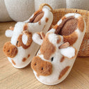 Women’s Winter Plush Cartoon Cow Indoor Slippers