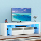 Modern 63-Inch Wooden TV Stand With RGB LED Lights
