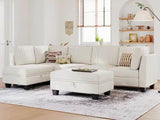 Velvet L-Shaped Sectional Sofa With Ottoman - Omega Lifestyles