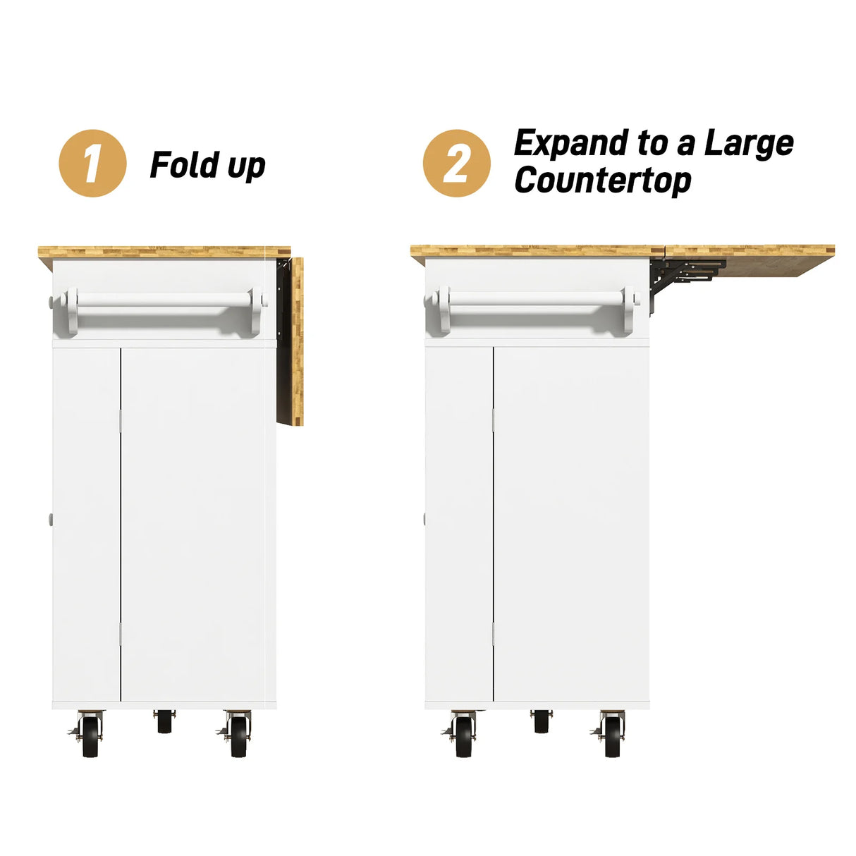 Spacious Rolling Kitchen Island Cart With Storage Cabinet
