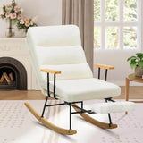 Adjustable Teddy Fabric Rocking Chair with Footrest - Omega Lifestyles
