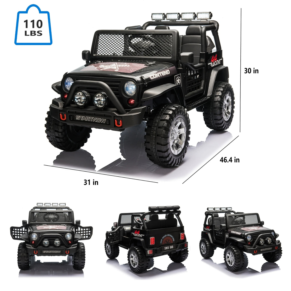 12V Electric 2-Seater Kids Ride On Truck Car With Remote