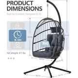 Ergonomic Wicker Hanging Egg Chair with Cushion - Omega Lifestyles