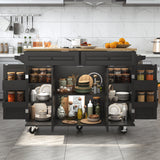 Spacious Rolling Kitchen Island Cart With Storage Cabinet