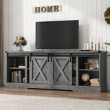 Farmhouse Wooden Sliding Barn Door Coffee Bar Cabinet