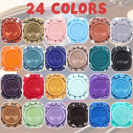 Wax Seal Kit With Stamp 24 Color Wax Beads Set - Omega Lifestyles