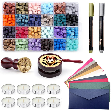 Wax Seal Kit With Stamp 24 Color Wax Beads Set - Omega Lifestyles