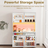 American Country Antique Wood Pantry Cabinet With LED Lights